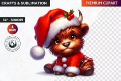 Christmas highland cow Clipart, christmas clipart, winter Product Image 1