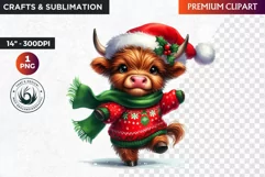 Christmas highland cow Clipart, christmas clipart, winter Product Image 1