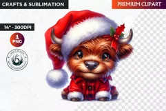 Christmas highland cow Clipart, christmas clipart, winter Product Image 1
