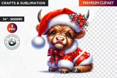 Christmas highland cow Clipart, christmas clipart, winter Product Image 1