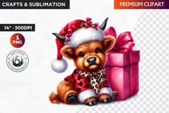 Christmas highland cow Clipart, christmas clipart, winter Product Image 1