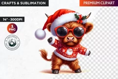 Christmas highland cow Clipart, christmas clipart, winter Product Image 1