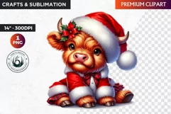 Christmas highland cow Clipart, christmas clipart, winter Product Image 1