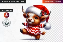 Christmas highland cow Clipart, christmas clipart, winter Product Image 1