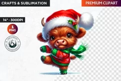 Christmas highland cow Clipart, christmas clipart, winter Product Image 1