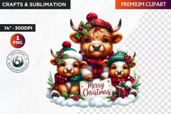 Christmas highland cow Clipart, christmas clipart, winter Product Image 1