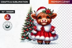 Christmas highland cow Clipart, christmas clipart, winter Product Image 1