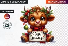 Christmas highland cow Clipart, christmas clipart, winter Product Image 1