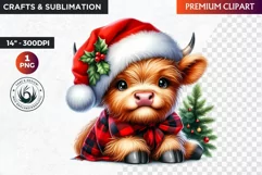 Christmas highland cow Clipart, christmas clipart, winter Product Image 1