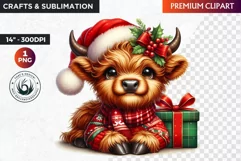 Christmas highland cow Clipart, christmas clipart, winter Product Image 1