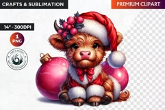 Christmas highland cow Clipart, christmas clipart, winter Product Image 1