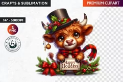 Christmas highland cow Clipart, christmas clipart, winter Product Image 1
