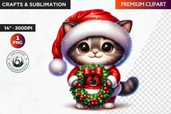 Christmas cat clipart, winter clipart, christmas kitten Product Image 1