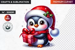 Penguin clipart, Christmas clipart, christmas png, winter Product Image 1