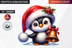 Penguin clipart, Christmas clipart, christmas png, winter Product Image 1