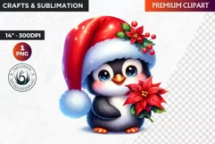 Penguin clipart, Christmas clipart, christmas png, winter Product Image 1