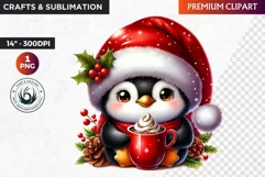 Penguin clipart, Christmas clipart, christmas png, winter Product Image 1