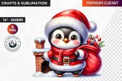 Penguin clipart, Christmas clipart, christmas png, winter Product Image 1