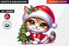 Christmas cat clipart, winter clipart, christmas kitten Product Image 1