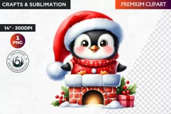 Penguin clipart, Christmas clipart, christmas png, winter Product Image 1