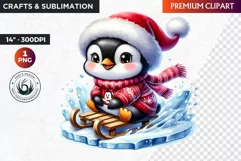 Penguin clipart, Christmas clipart, christmas png, winter Product Image 1