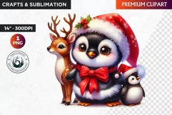 Penguin clipart, Christmas clipart, christmas png, winter Product Image 1