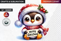 Penguin clipart, Christmas clipart, christmas png, winter Product Image 1