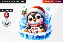 Penguin clipart, Christmas clipart, christmas png, winter Product Image 1