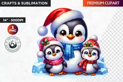 Penguin clipart, Christmas clipart, christmas png, winter Product Image 1