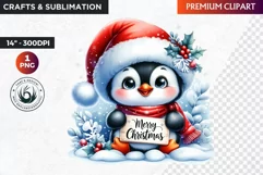 Penguin clipart, Christmas clipart, christmas png, winter Product Image 1