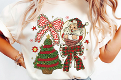 Santa Coquette Christmas Png, Plaid Christmas Bow Png Product Image 3