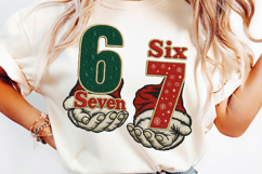 Embroidery Six Seven 6 7 Christmas PNG, Trendy Christmas Png Product Image 1