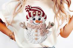 Christmas Crochet PNG Faux Yarn Crochet Snowman PNG Product Image 2
