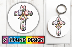 Cheerful Round Ornaments Design PNG, Cross and Bow Product Image 1