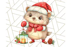 Vintage Christmas Clipart PNG, Cute Animals Holiday Elements Product Image 4