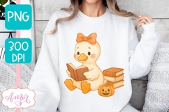 Book lover PNG design, Fall duck reading PNG design Product Image 3
