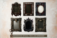 Dark Fantasy Frames Clipart, Gothic Ornate Borders for DIY Product Image 10