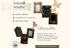 Dark Fantasy Frames Clipart, Gothic Ornate Borders for DIY Product Image 2