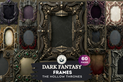 Dark Fantasy Frames Clipart, Gothic Ornate Borders for DIY Product Image 1
