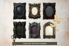Dark Fantasy Frames Clipart, Gothic Ornate Borders for DIY Product Image 6