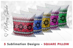 5 Cozy Christmas Knitted Designs - Sublimation Square Pillow Product Image 1