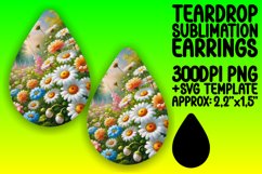 Elegant Teardrop Design PNG for Earrings , Flower Product Image 1