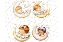 Sleeping Baby on Moon PNG, Cute Night Sky Baby Clipart Png Product Image 8