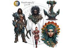 Deep Sea Fantasy Clipart PNG, Mermaid, ocean mythology Product Image 10