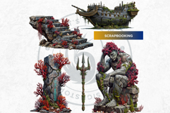 Deep Sea Fantasy Clipart PNG, Mermaid, ocean mythology Product Image 7