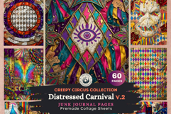 Distressed Carnival Journal pages 2, Halloween Creepy Circus Product Image 1