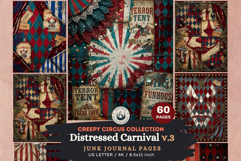 Distressed Carnival Journal pages 3, Halloween Creepy Circus Product Image 1