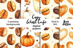 Fall Halloween Backgrounds Ghost Cafe Digtal Papers Product Image 1