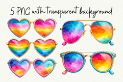 Retro Hippy Sunglasses Clipart Groovy Disco Christmas PNG Product Image 2