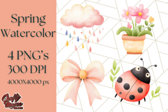 Pastel Watercolor Spring Clipart, Cheerful Floral Png Design Product Image 1